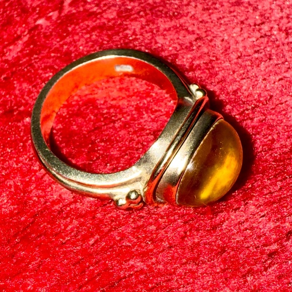 Vintage S Sklare Gold and Amber Ring - Size 5.5 - Picture 5 of 5